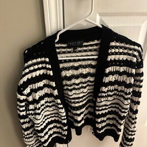 Laundry By Shelli Segal Black and White Patterned Cardigan